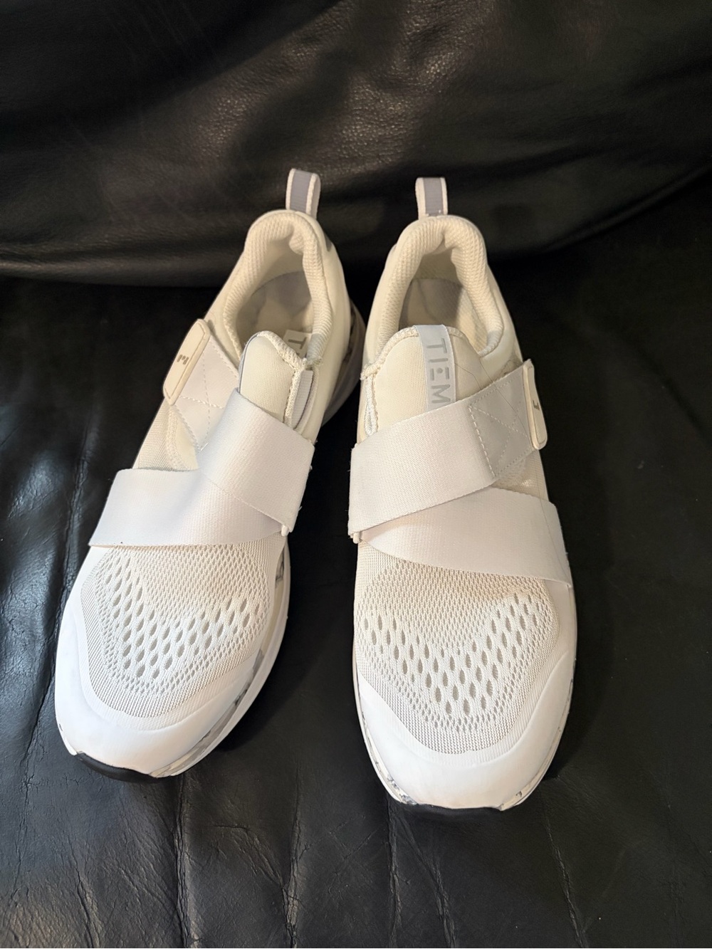 Men's White Slip-On Athletic Sneakers with Elastic Crossover Straps,